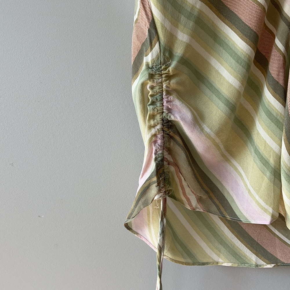100% silk vintage Warehouse top w/ ruched sides M - Picture 6 of 8